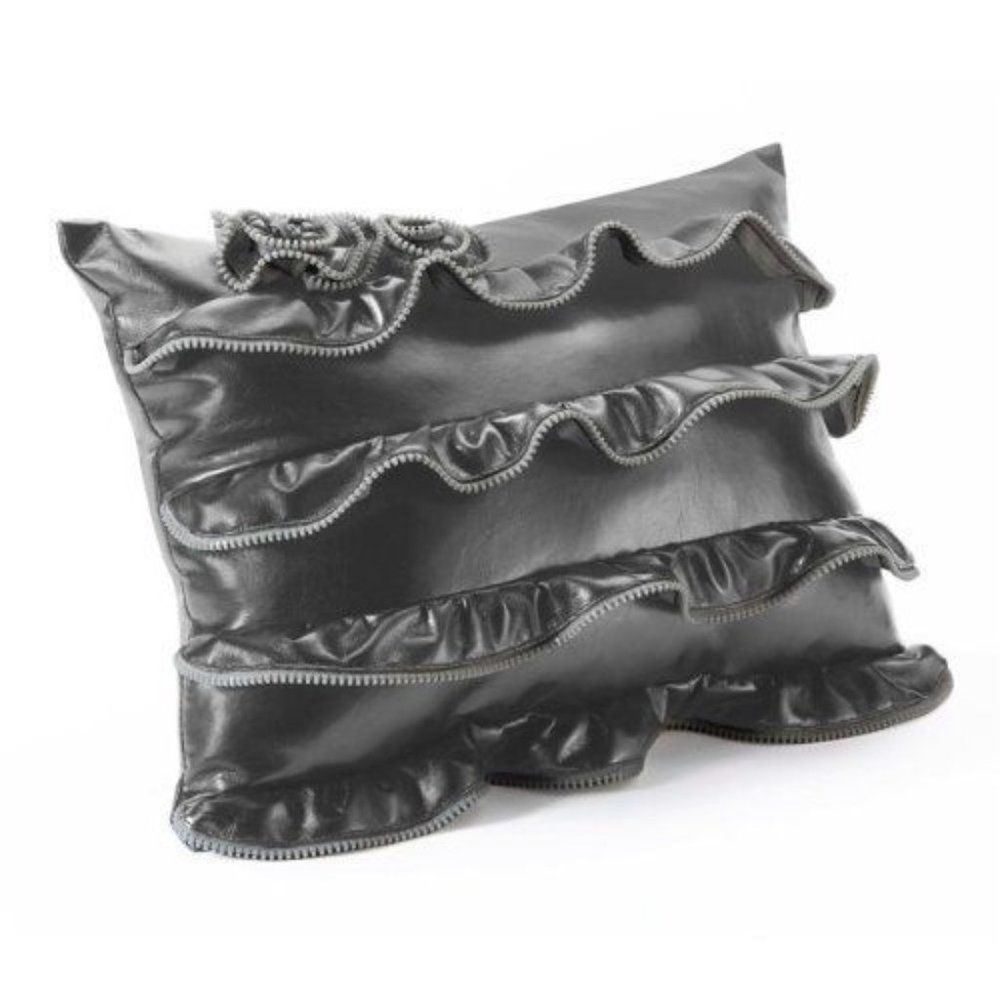 Roxy Samantha Pillow Bed Bath & Beyond 16" Gray Zipper Ruffles Spirals Modern
